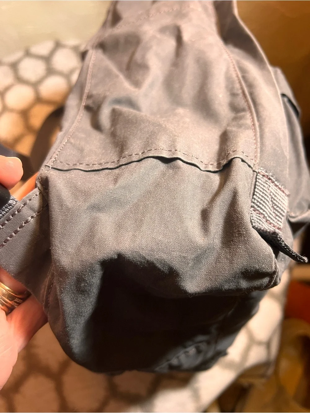 Fjallraven Kanken Backpack in Charcoal with Red Logo